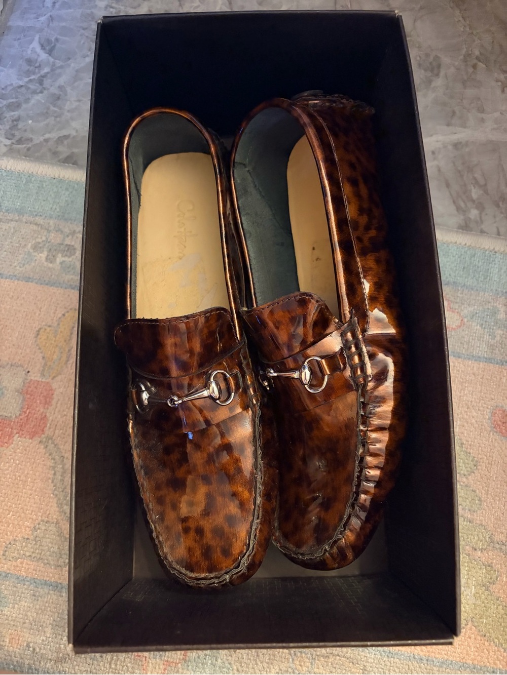 Women’s Faux-Leopard Penny Loafers in Brown